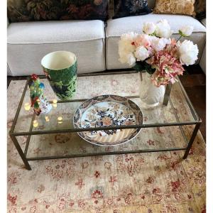 Jacques Quinet For Maison Malabert: Bronze Coffee Table With 2 Glass Tops