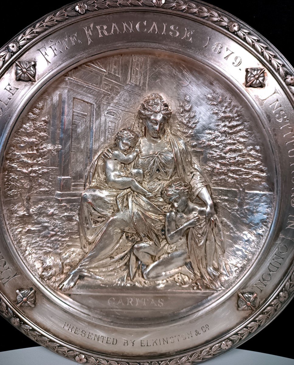 Commemorative Plate Silver Metal Elkington & Co Late Nineteenth-photo-2