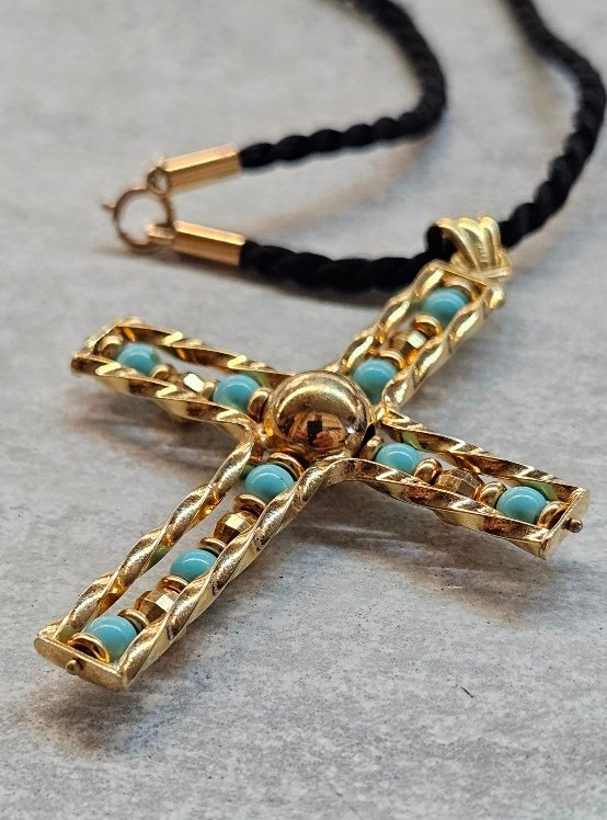 Pendentif croix  or 18 k-photo-3