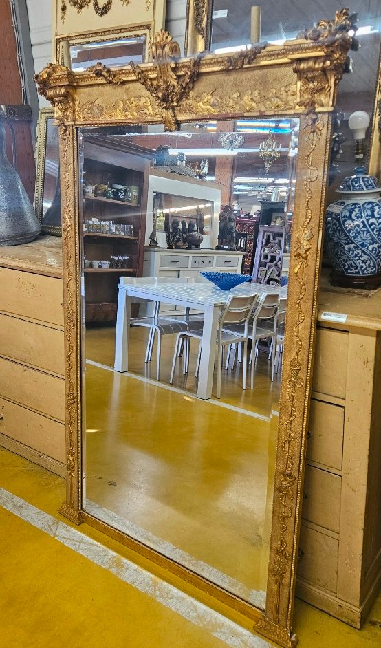 19th-century Gilded Mirror With Cupid Motifs-photo-4