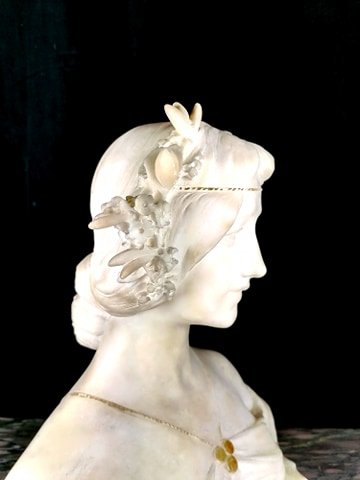 Sculpture Statue Femme Albâtre Art Nouveau-photo-3