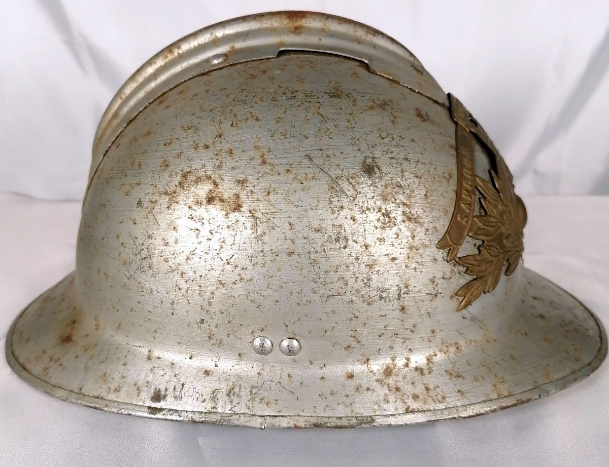 Adrian Helmet Of Firefighter From The City Of Matignon, Model 1915.-photo-2