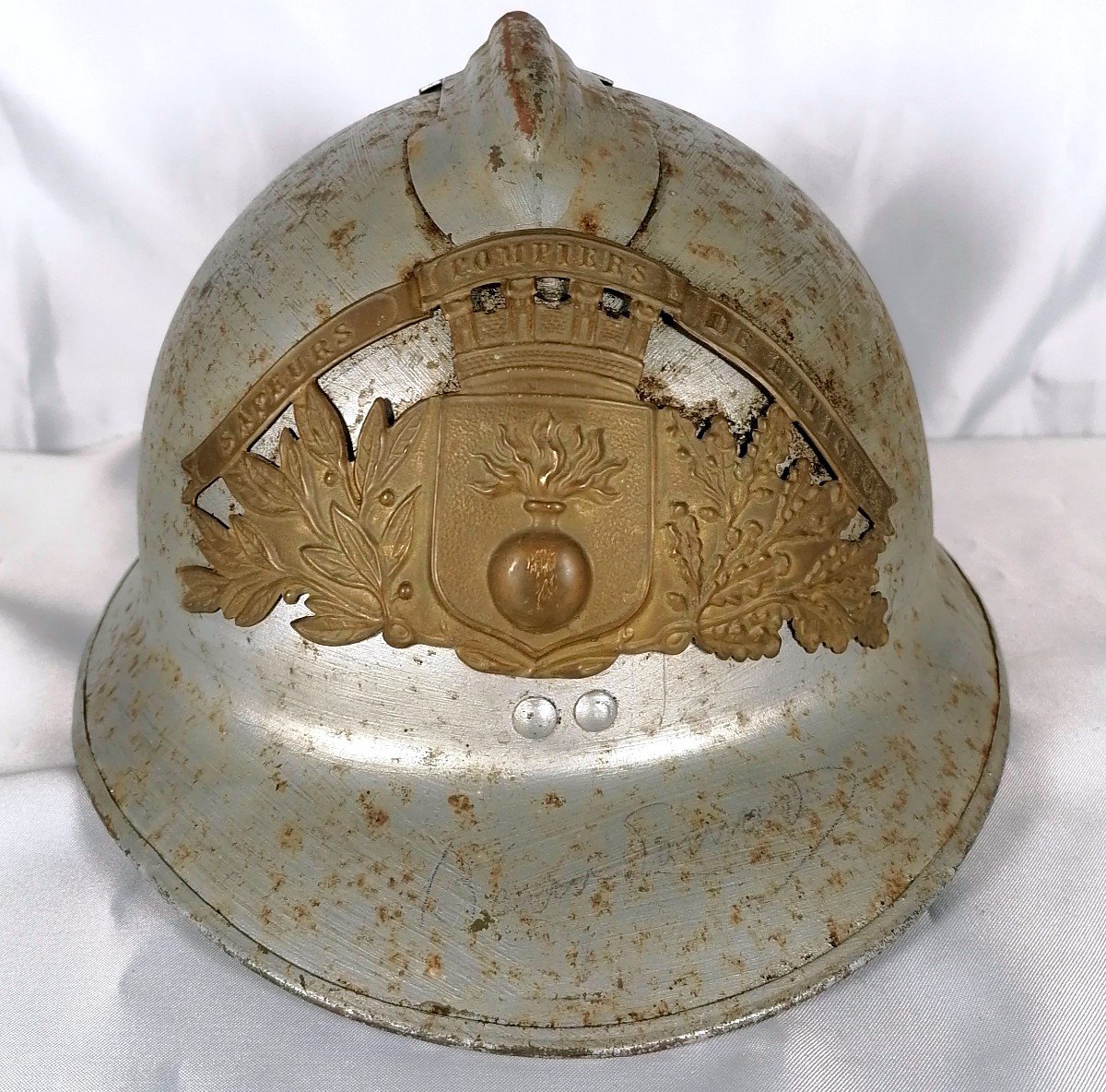 Casque Adrian De Sapeur Pompier De La Ville De Matignon , Modèle 1915.