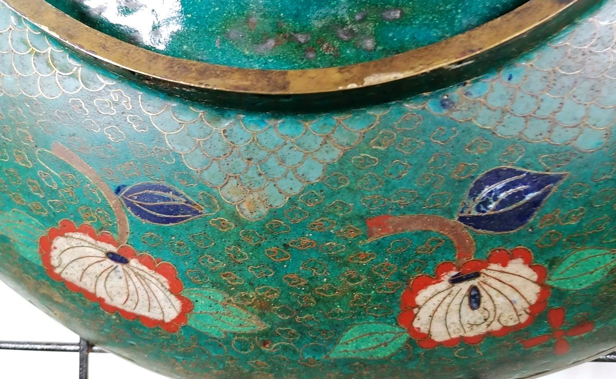 Chinese Cloisonne Enamel Dish, XIXth Century-photo-5