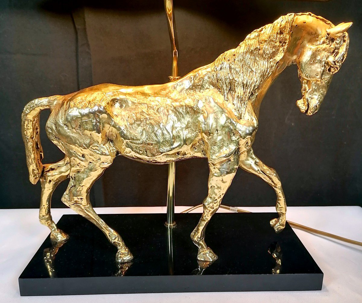 Gilt Bronze Horse Table Lamp 1970-photo-2