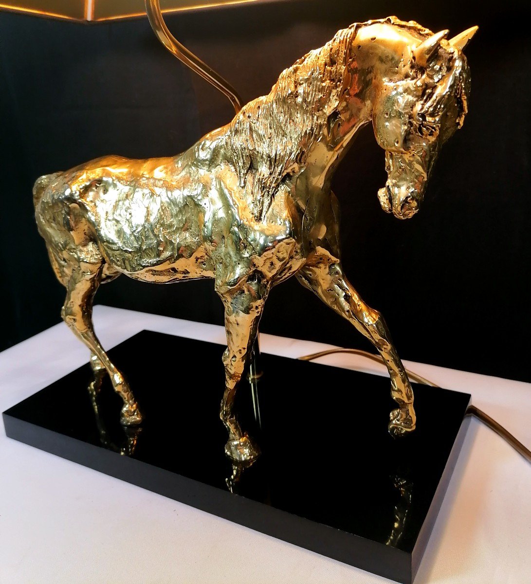 Gilt Bronze Horse Table Lamp 1970-photo-3
