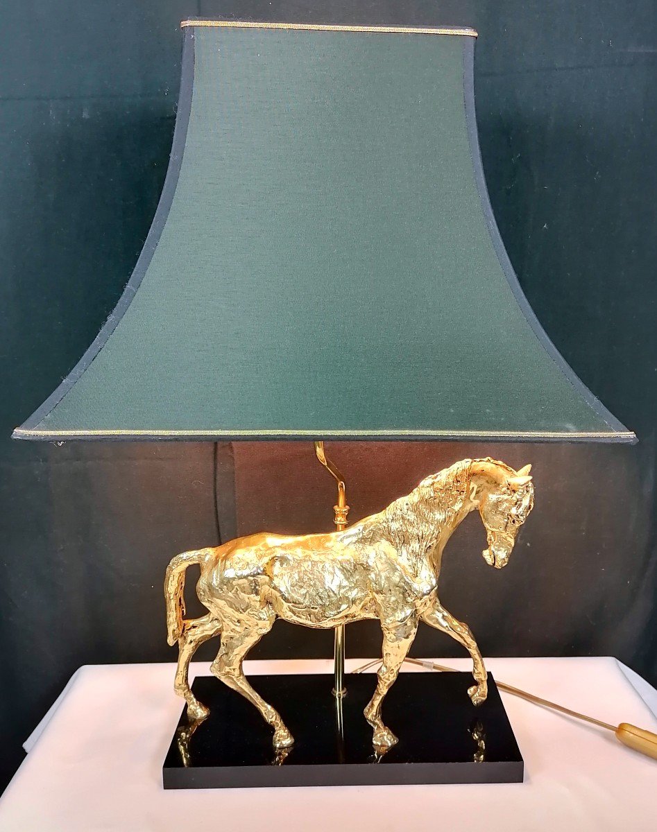 Gilt Bronze Horse Table Lamp 1970