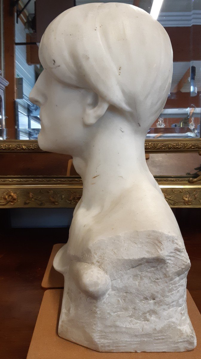 Carrara Marble Bust Victor De Haen 1900-photo-4
