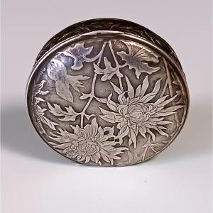 Poudrier Art Nouveau Argent Massif 