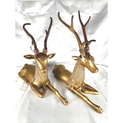 Statue Couple De Cerf Bronze