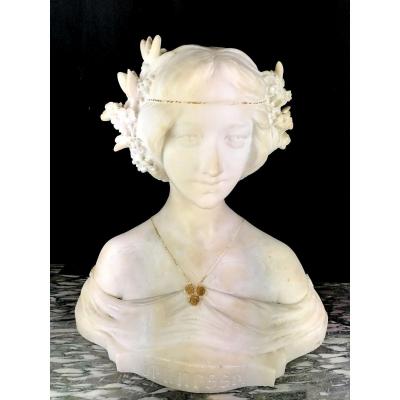 Sculpture Statue Woman Alabaster Art Nouveau