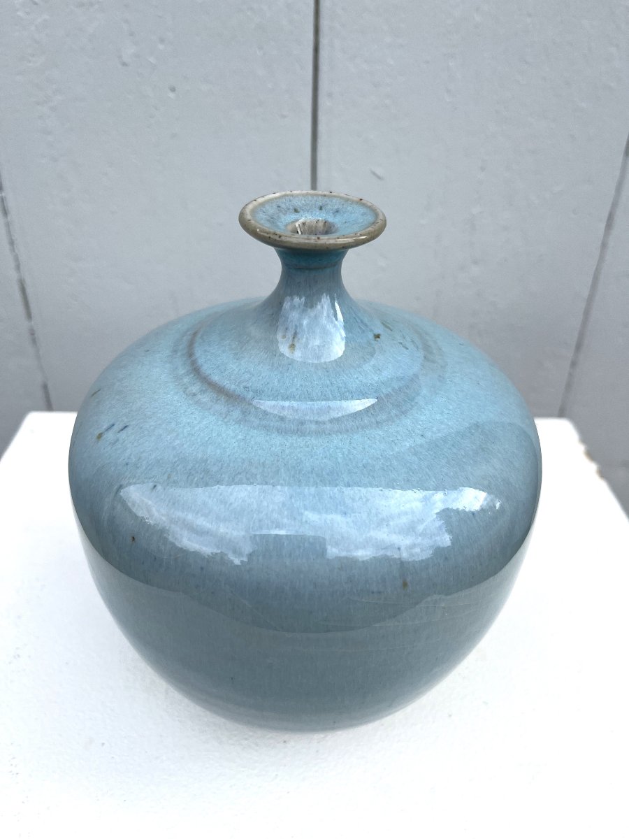 Roger Collet, vase soliflore bleu céladon-photo-3