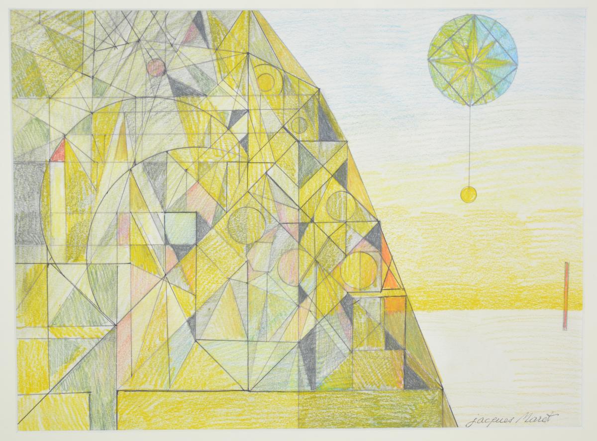 Jacques Maret, Abstract Drawing With Colored Pencils.-photo-4