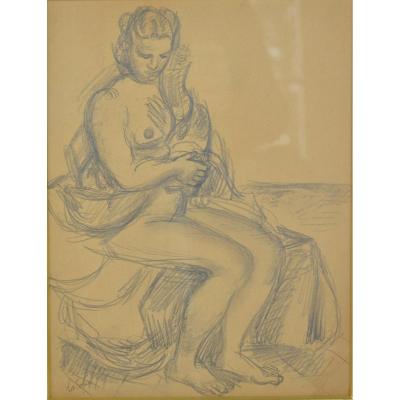 Louis Latapie, Leda And The Swan, Drawing On Paper