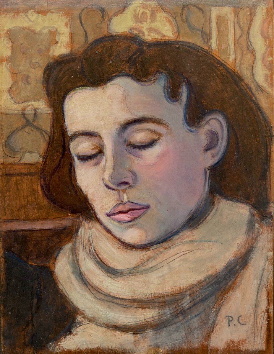 Pierre Charbonnier (1897-1978). Le Sommeil. Huile Sur Panneau, Monogramm&eacute;e, Sign&eacute;e Et Titr&eacute;e.-photo-4