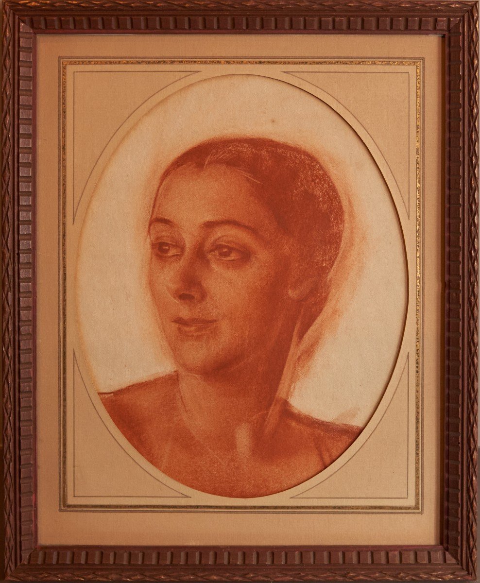 Alexandre Iacovleff (1887-1938). Portrait De Femme. Sanguine Sur Papier. 