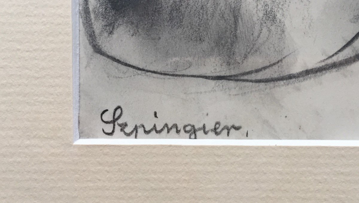 Zygmunt Szpingier (1901-1960). Portrait Of A Boyish Woman, Circa 1920. Framed Drawing.-photo-3