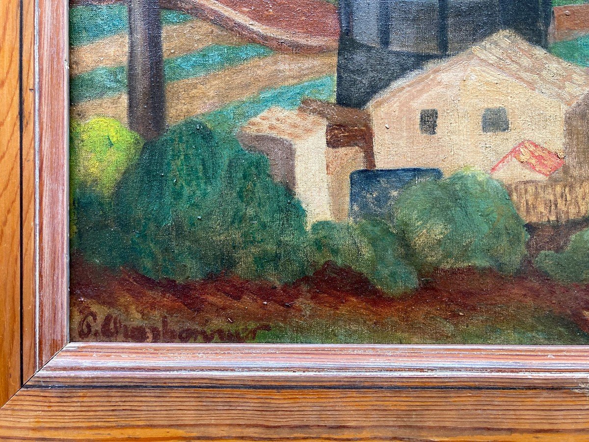 Pierre Charbonnier (1897-1978). Paysage De Campagne. Huile Sur Toile, Signée En Bas à Gauche.-photo-2