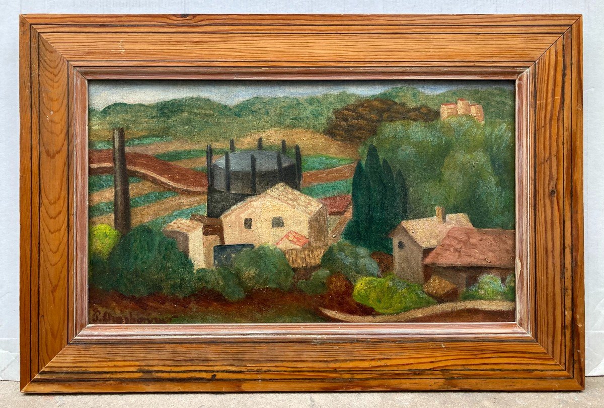Pierre Charbonnier (1897-1978). Paysage De Campagne. Huile Sur Toile, Signée En Bas à Gauche.