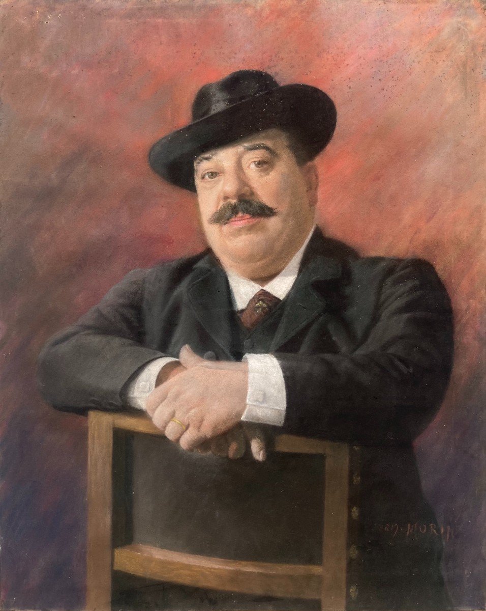 Jean Morin (xix-xx). Portrait Of A Man. Pastel On Paper, Signed Lower Right.