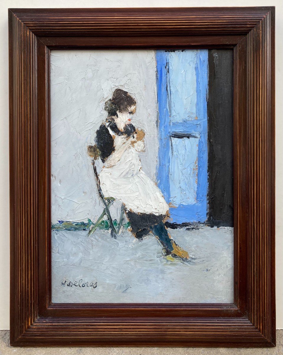 Henriette Deloras (1901-1941). La Couture. Huile Sur Carton, Signée En Bas à Gauche.-photo-2
