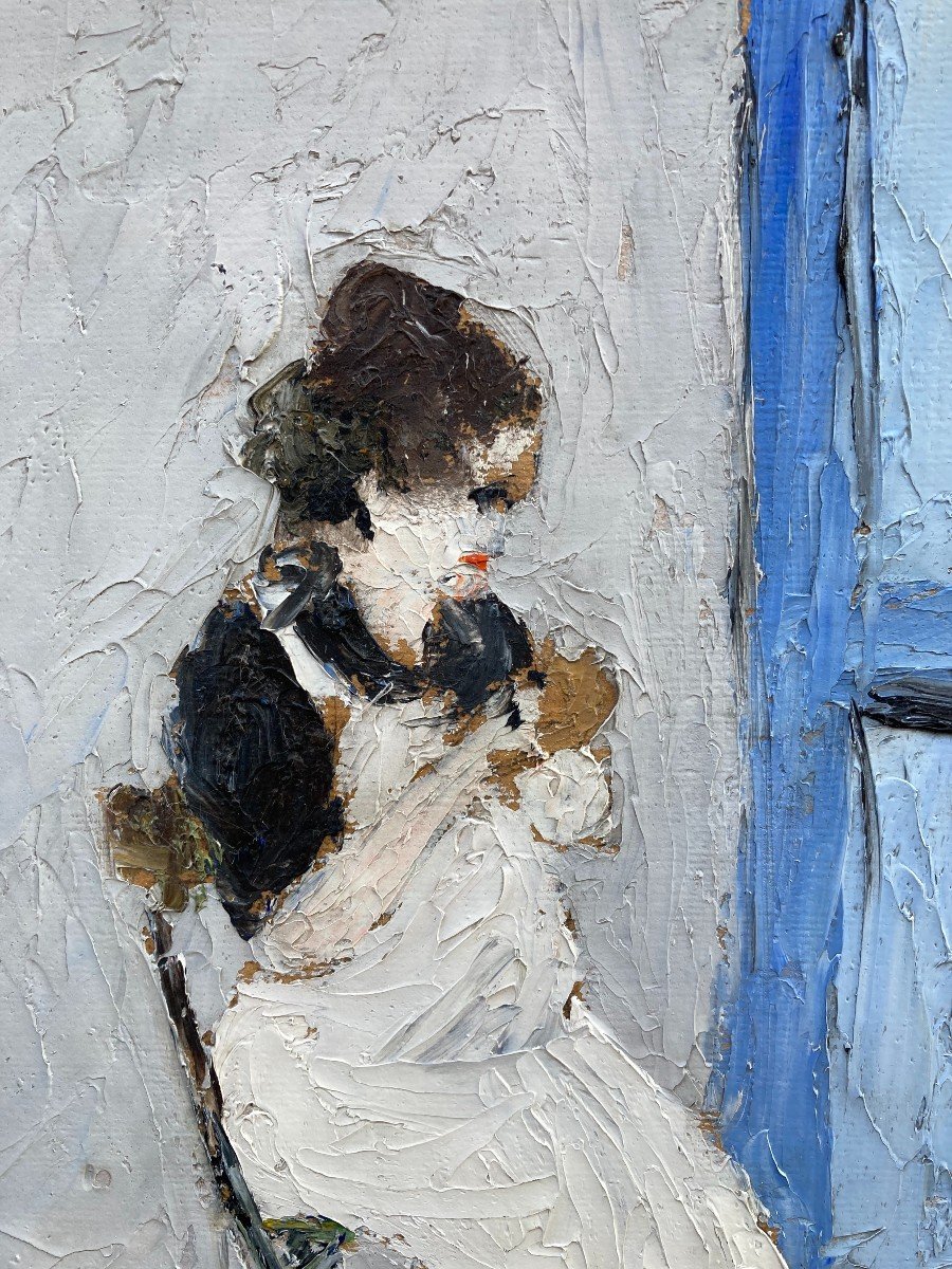 Henriette Deloras (1901-1941). La Couture. Huile Sur Carton, Signée En Bas à Gauche.-photo-5