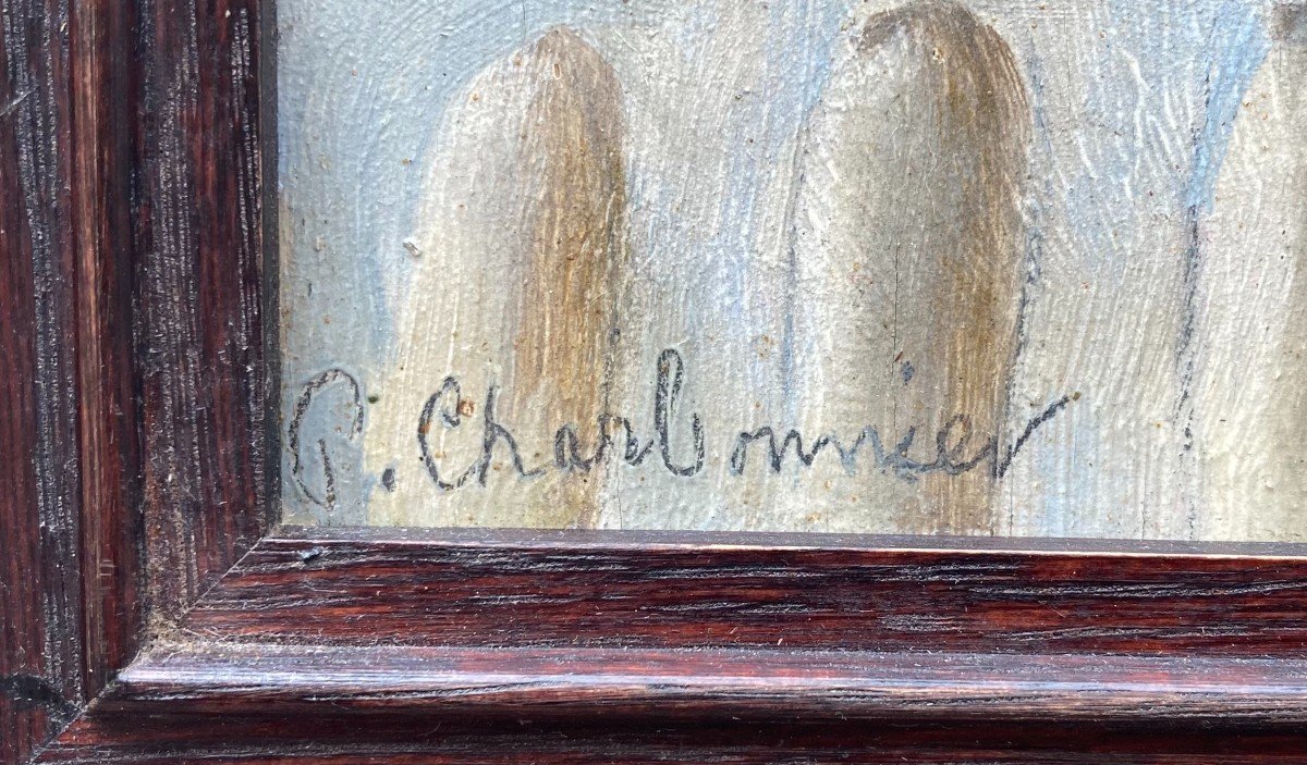 Pierre Charbonnier (1897-1978).  Int&eacute;rieur Aux C&eacute;ramiques, Vers 1920.  huile Sur Panneau.-photo-3