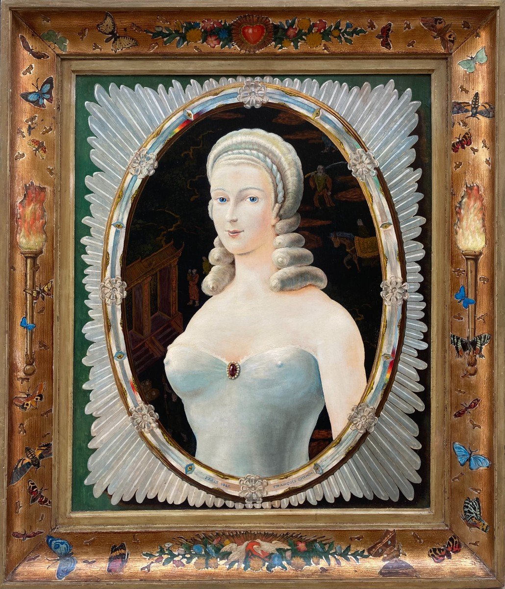 François Chemin (Actif vers 1930-1950). Comédienne Au Miroir, Paris, 1947. Huile Sur Panneau.