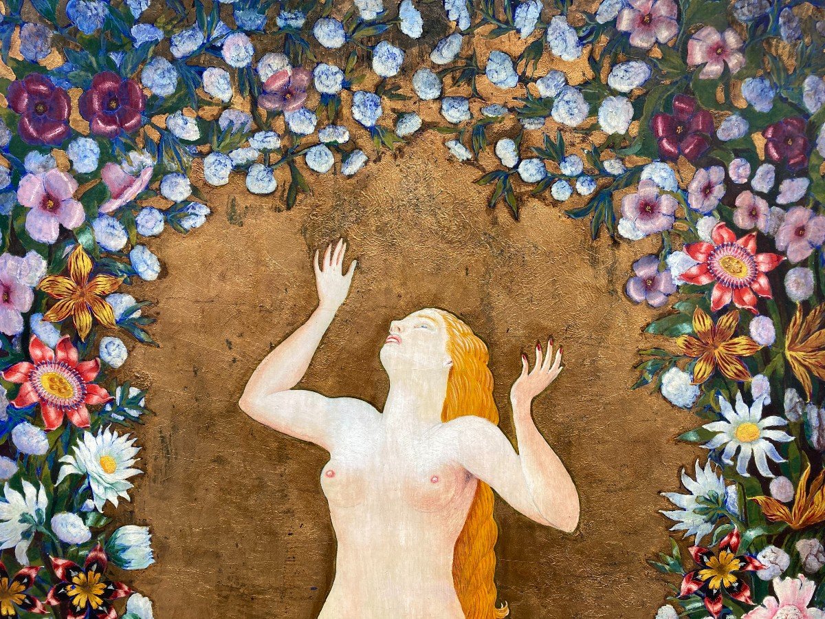 François Chemin (active Around 1930-1950). The Birth Of Venus, Paris, 1947. Oil, Gold Leaf-photo-6