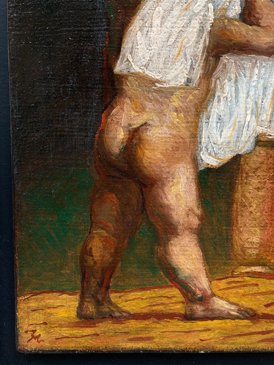 Jean Marc Lange (born In 1945). Untitled. Oil On Cardboard, Monogrammed.-photo-1