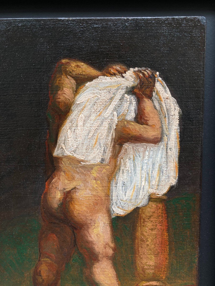 Jean Marc Lange (born In 1945). Untitled. Oil On Cardboard, Monogrammed.-photo-3