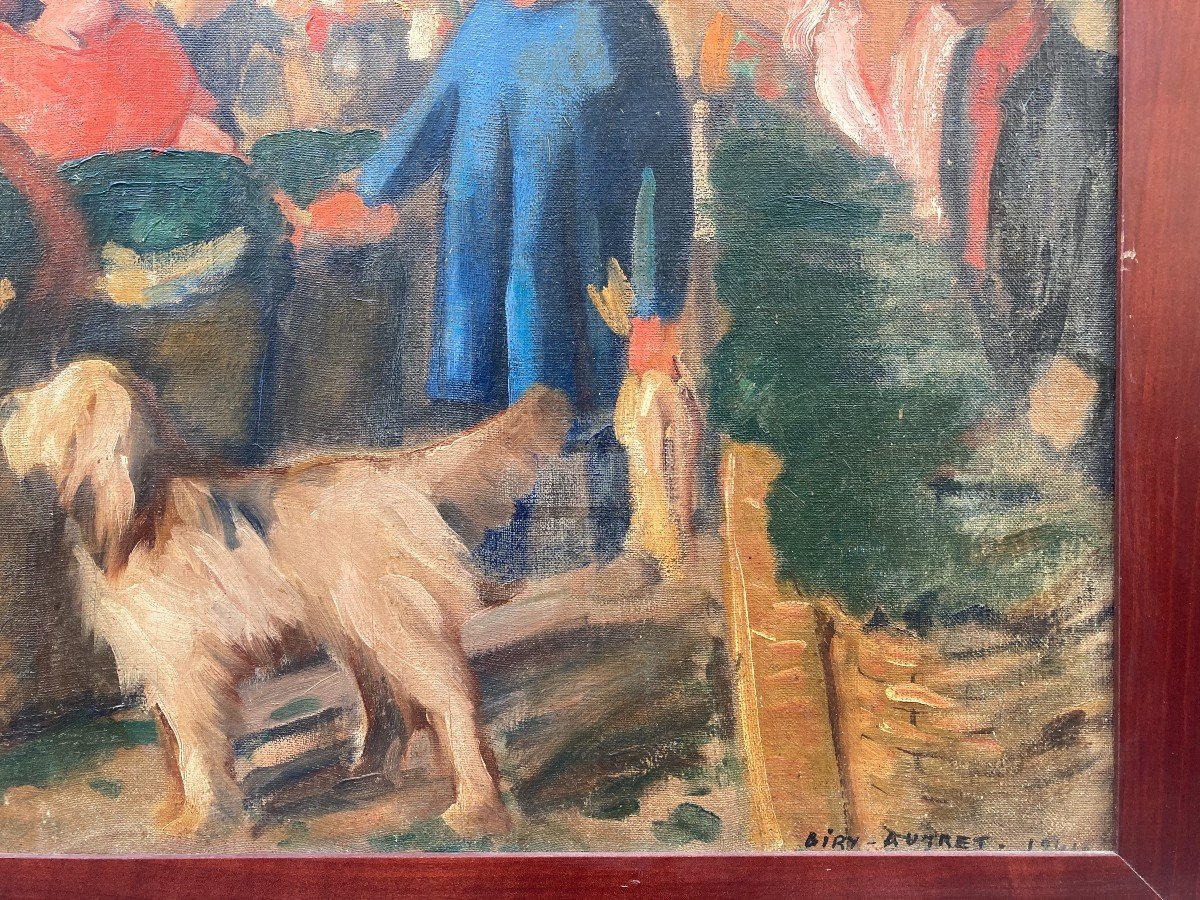 André Biry-Autret (1911-2003). Le Marché Devant Les Halles, 1941. Huile Sur Toile.-photo-4