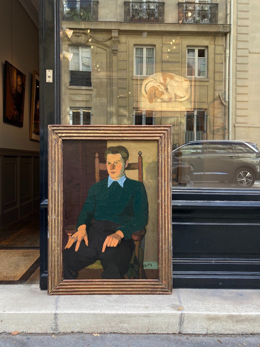 Boris Buchet (1917-1999). Portrait Of A Man, Circa 1940. Oil On Canvas. [school Of Paris]-photo-2
