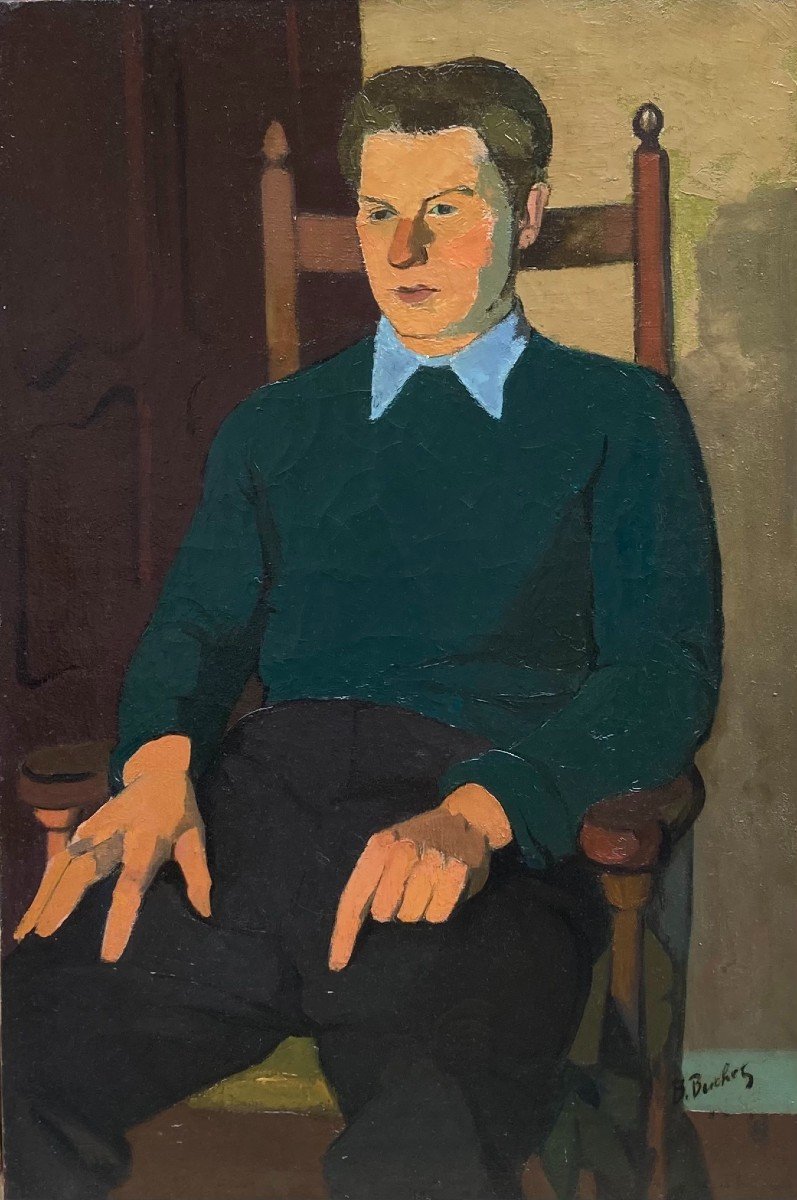 Boris Buchet (1917-1999). Portrait Of A Man, Circa 1940. Oil On Canvas. [school Of Paris]