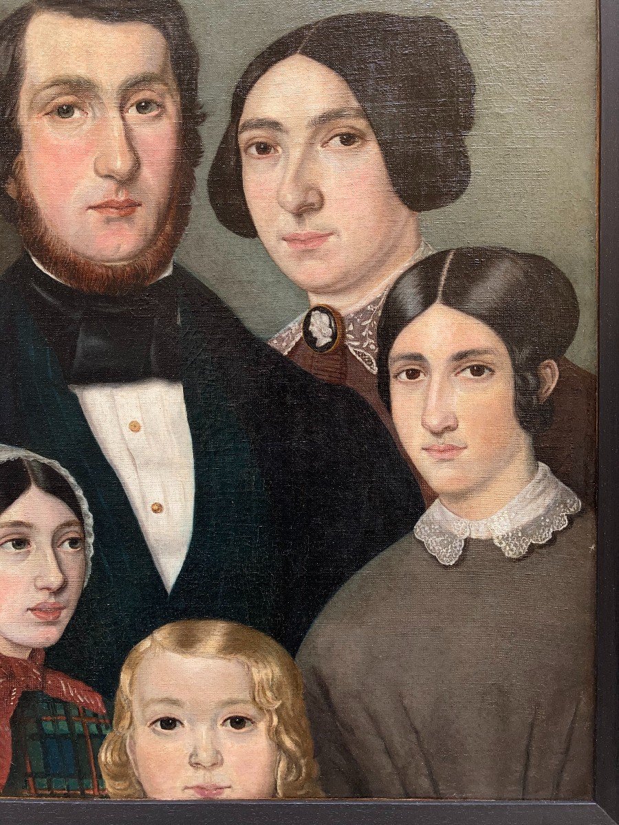 Ecole Française Vers 1840. Portrait De Famille. Huile Sur Toile, Datée Février 1848 à Gauche.-photo-4