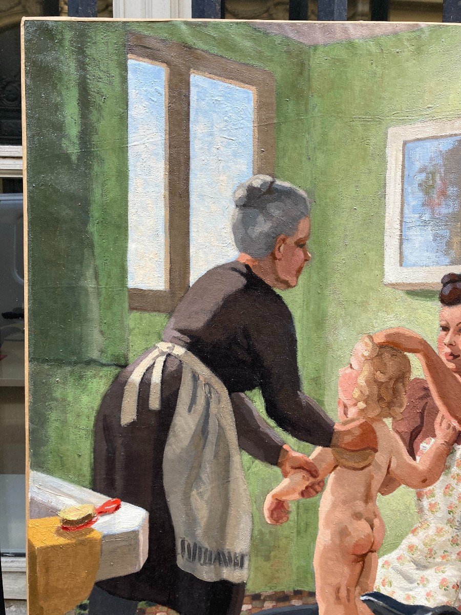 Louis Marcel Got (1920-1994). The Toilet. Oil On Canvas.-photo-4