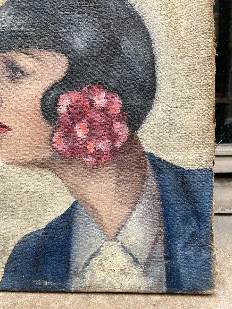 Andr&egrave;s Ruffin (Actif vers 1930-1950). Profil De Femme, 1944. Huile Sur Toile, Sign&eacute;e Et Dat&eacute;e.-photo-4