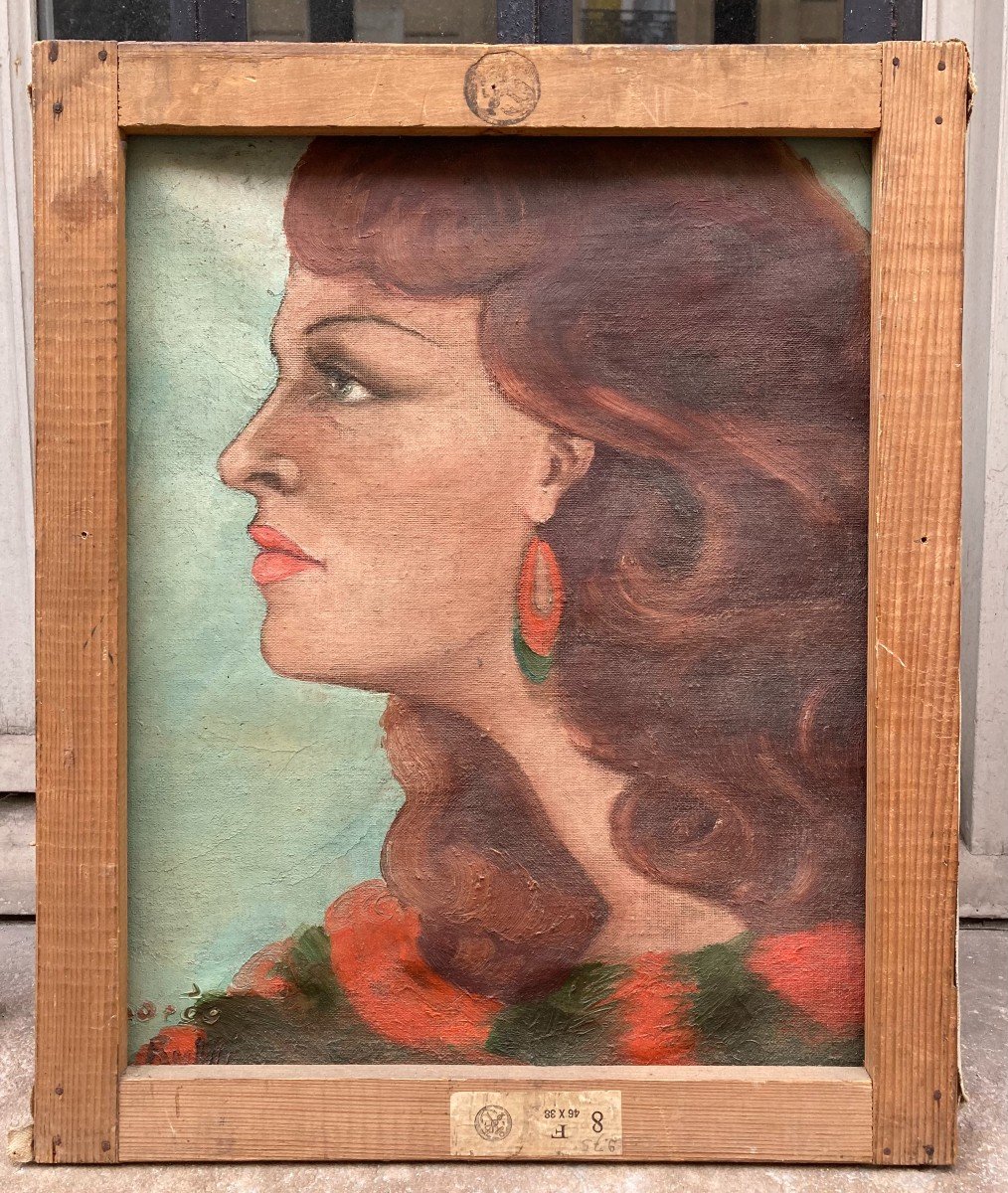 Andrès Ruffin (active Around 1930-1950). Portrait Of Woman. Oil On Canvas, Signed.-photo-4