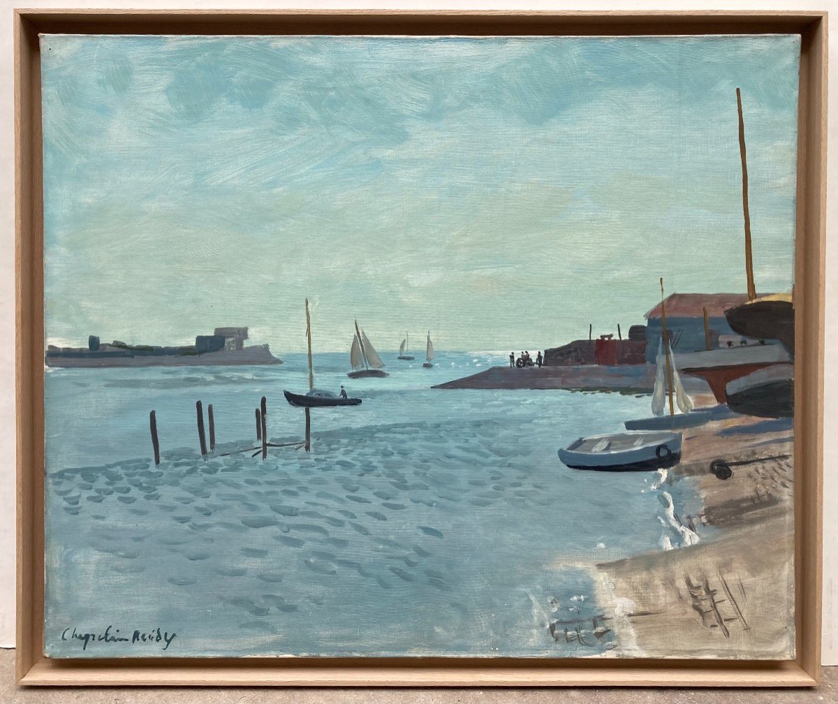 Roger Chapelain-Midy (1904-1992). L’entrée Du Port. Huile Sur Toile, Signée En Bas à Gauche.-photo-2
