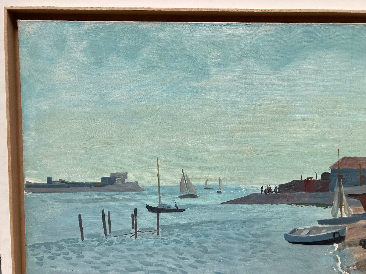 Roger Chapelain-midy (1904-1992). The Entrance To The Port. Oil On Canvas, Signed Lower Left.-photo-2
