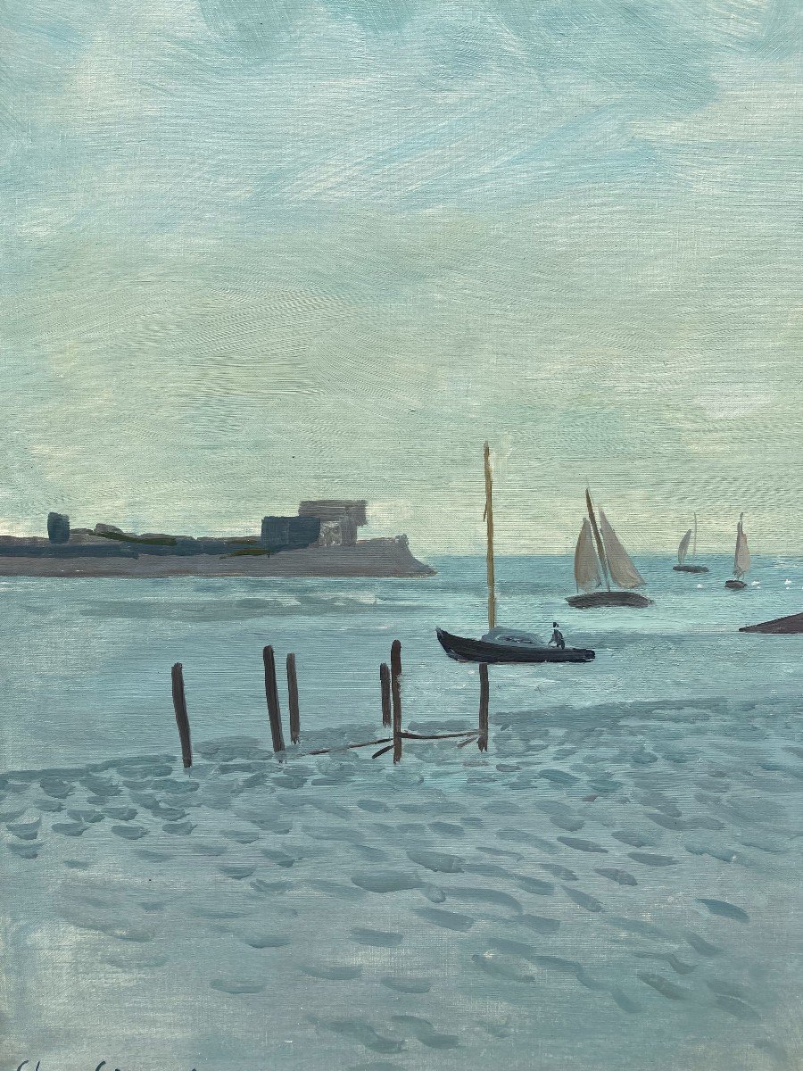 Roger Chapelain-midy (1904-1992). The Entrance To The Port. Oil On Canvas, Signed Lower Left.-photo-5