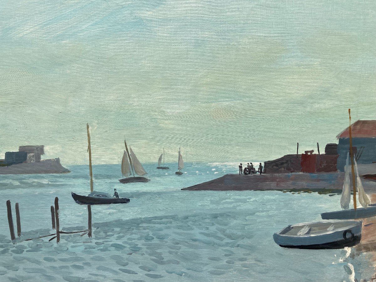 Roger Chapelain-Midy (1904-1992). L’entrée Du Port. Huile Sur Toile, Signée En Bas à Gauche.-photo-7