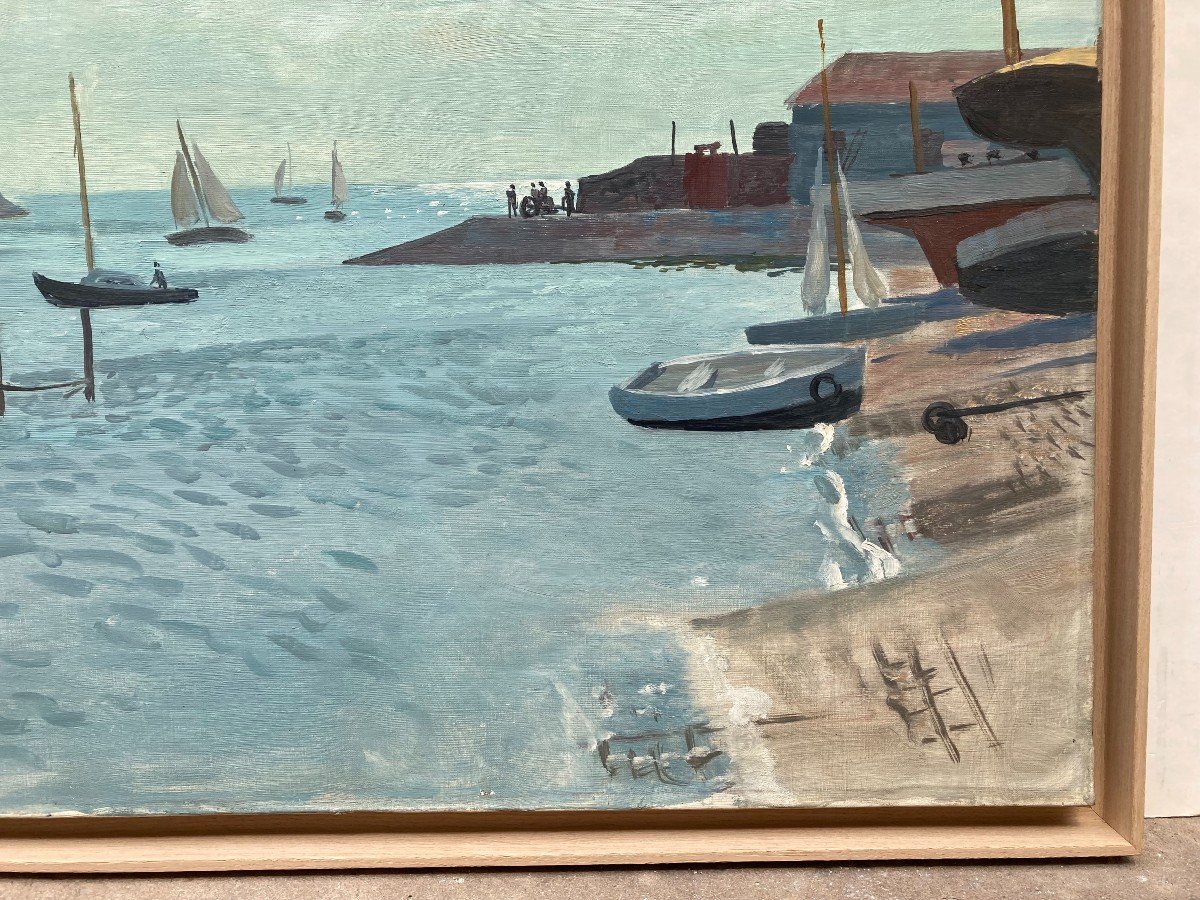Roger Chapelain-Midy (1904-1992). L’entrée Du Port. Huile Sur Toile, Signée En Bas à Gauche.-photo-4