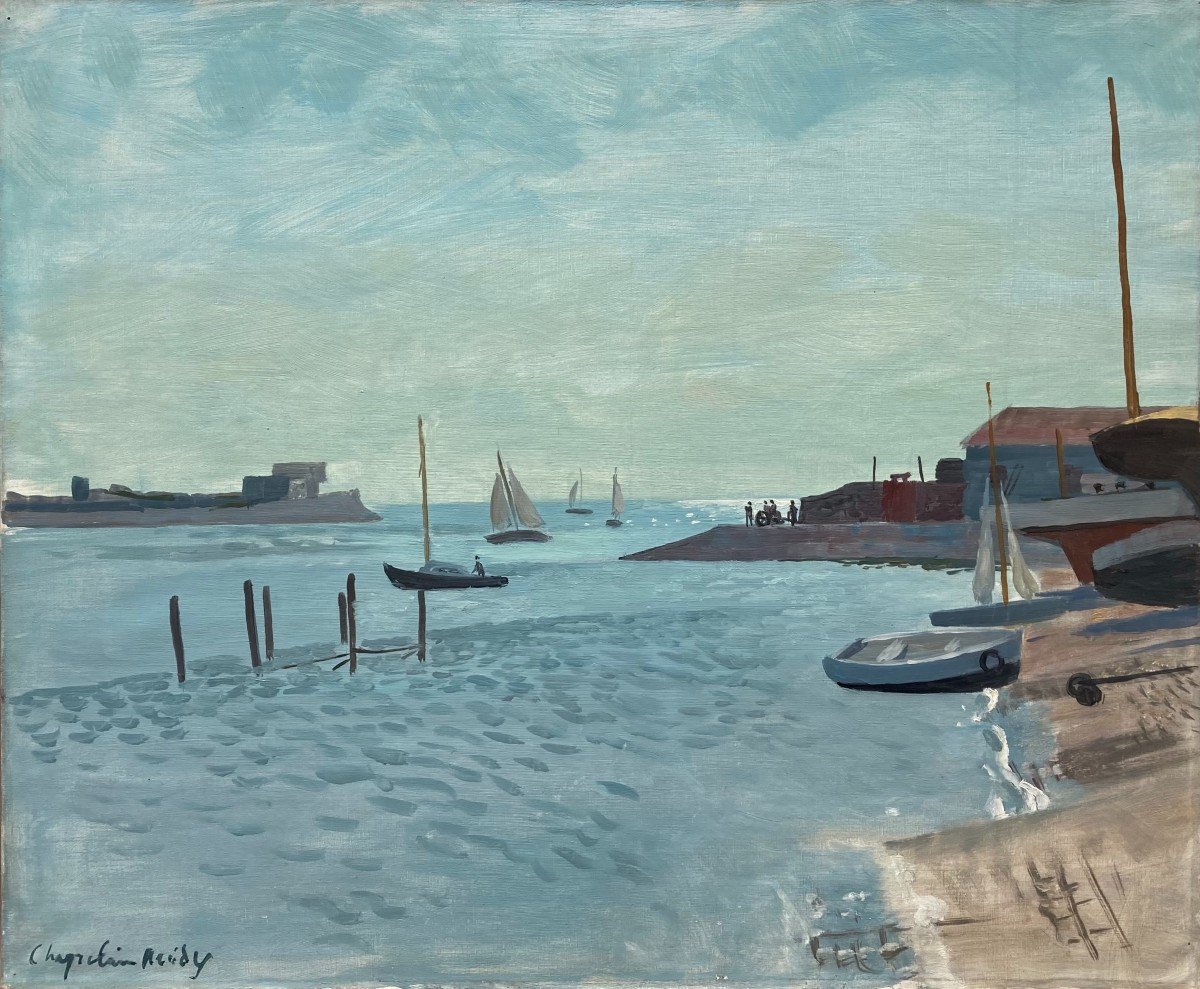 Roger Chapelain-midy (1904-1992). The Entrance To The Port. Oil On Canvas, Signed Lower Left.