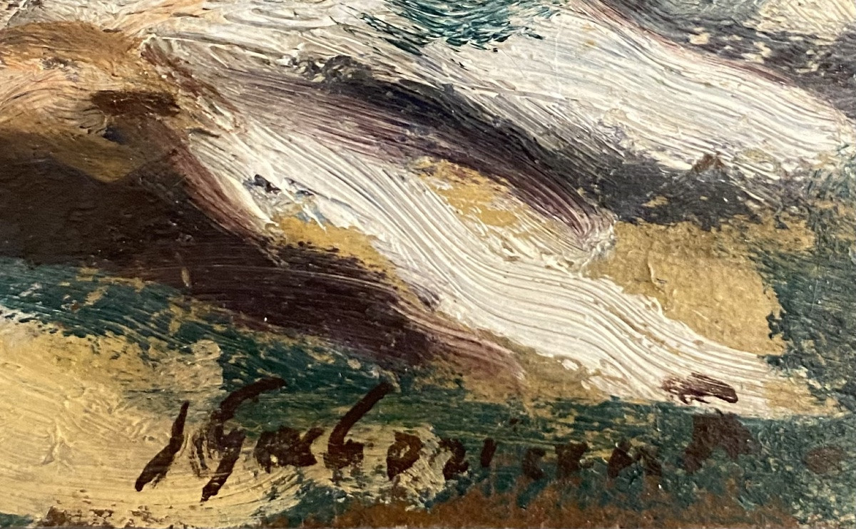 Josu&eacute; Gaboriaud (1883-1955). Nu alangui. Huile sur carton. -photo-3