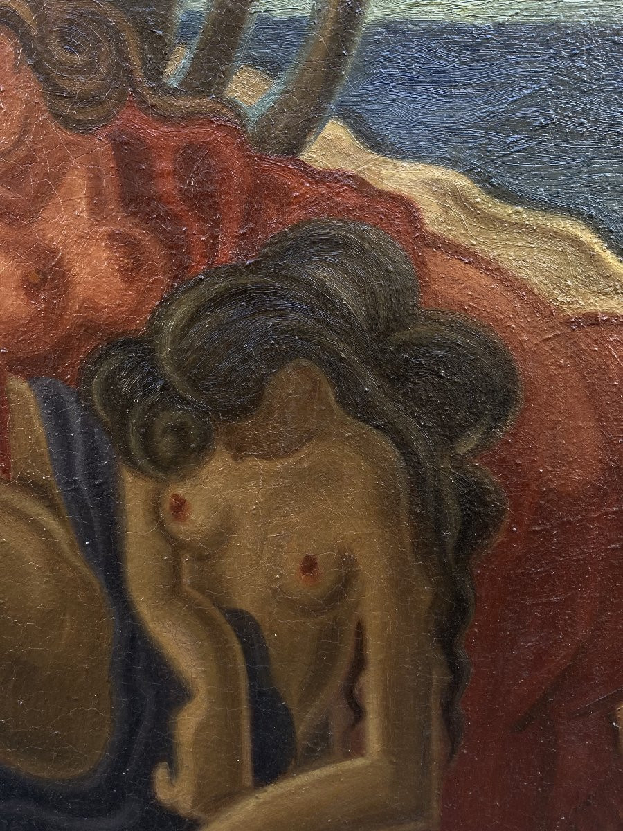 Roger Astruc (1918-2000). Les Deux Amies, 1944. Huile sur toile, signée et datée.-photo-3