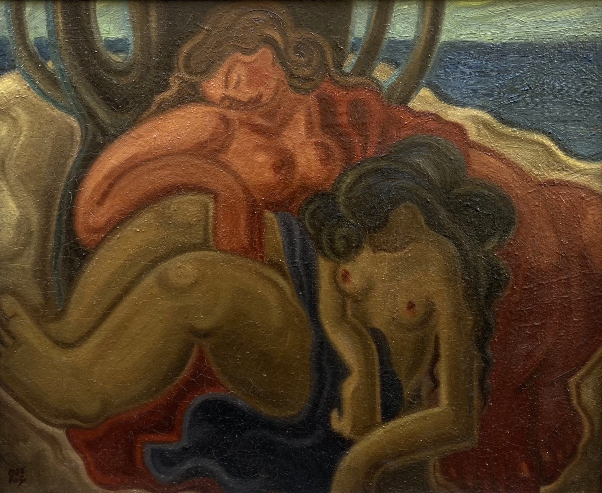 Roger Astruc (1918-2000). Les Deux Amies, 1944. Huile sur toile, signée et datée.
