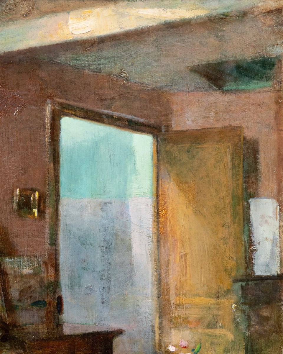 Raoul Capdevielle  (1880-1910).  La Lecture, 1901. Huile sur toile, signée.-photo-4