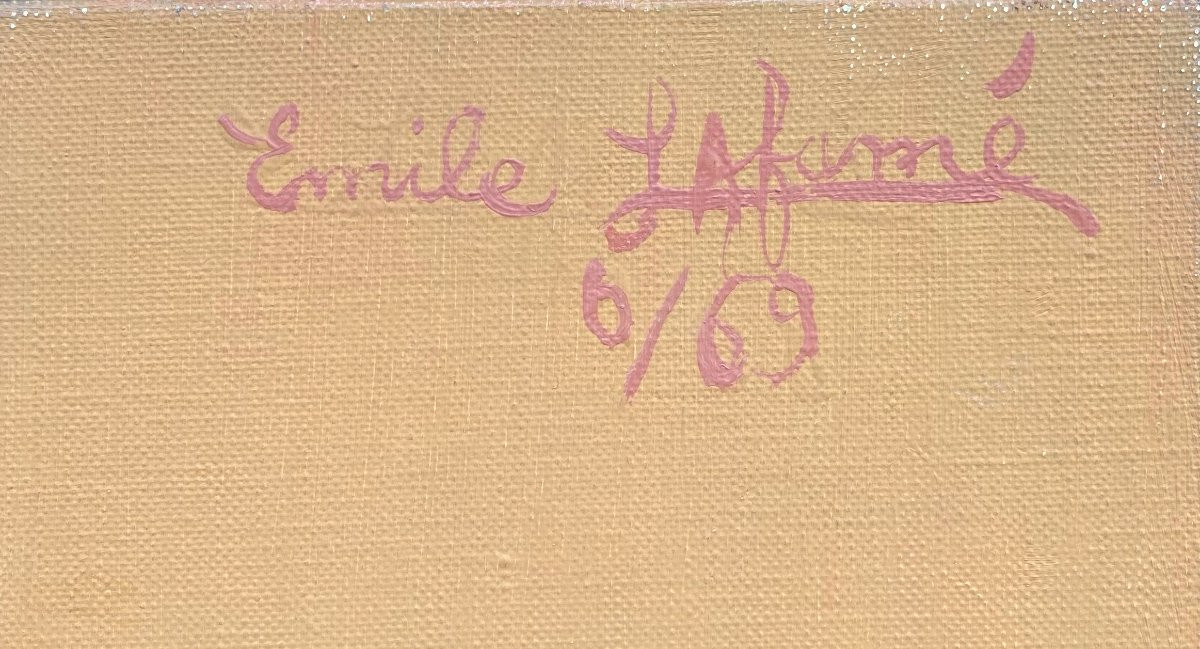 Emile Lafamé (1934-2017). l'Accidenté, 1969. Oil On Canvas, Signed And Dated.-photo-3