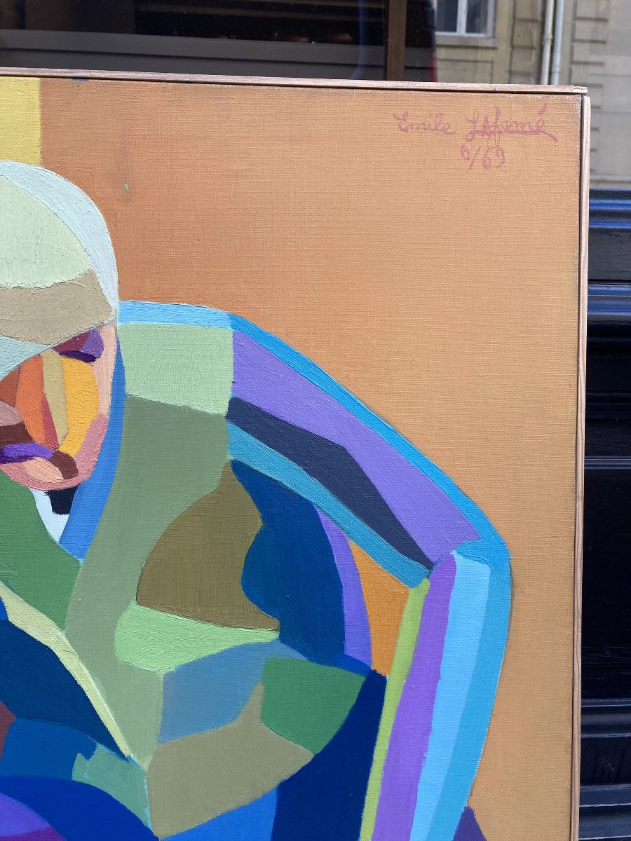 Emile Lafamé (1934-2017). l'Accidenté, 1969. Oil On Canvas, Signed And Dated.-photo-3